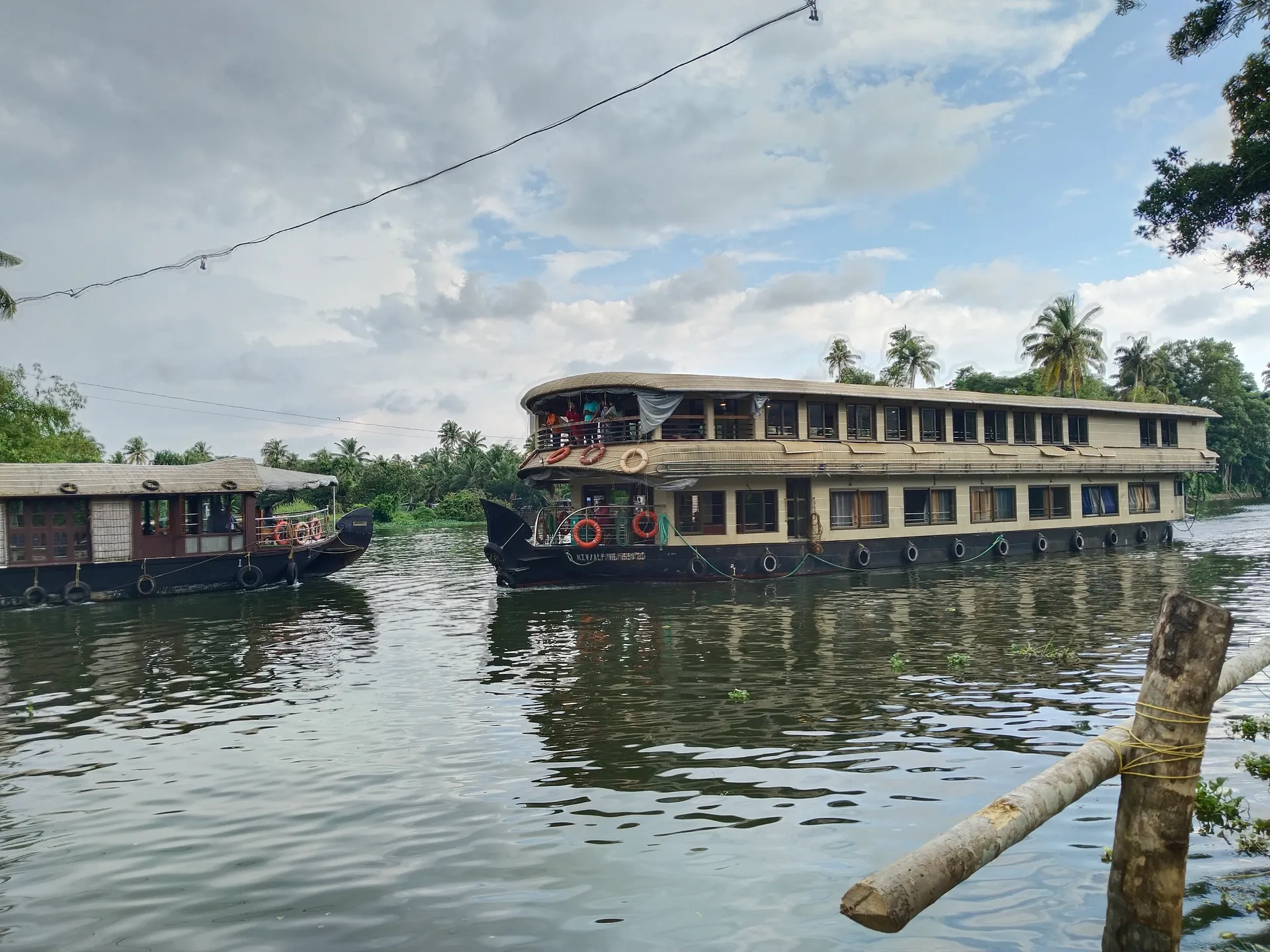 A houseboat on the Kerala backwaters at Alappuzha, India