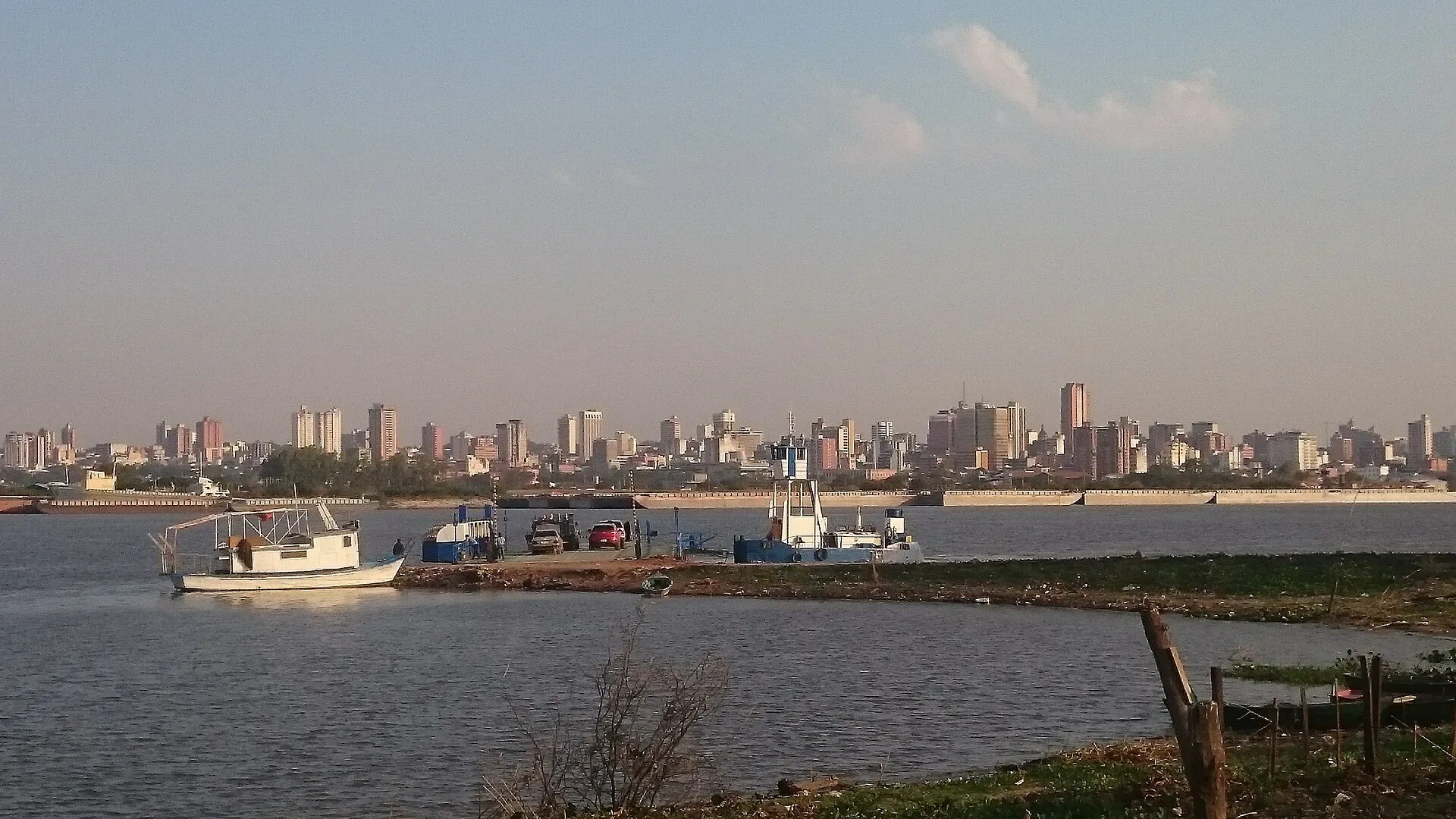 Asunción skyline across the Paraguay River as seen from Chaco'i