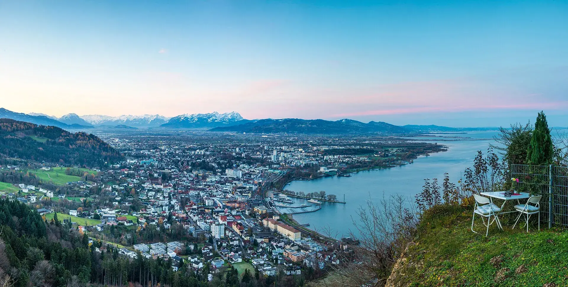 Bregenz on Lake Constance, seen from the Pfander above the town