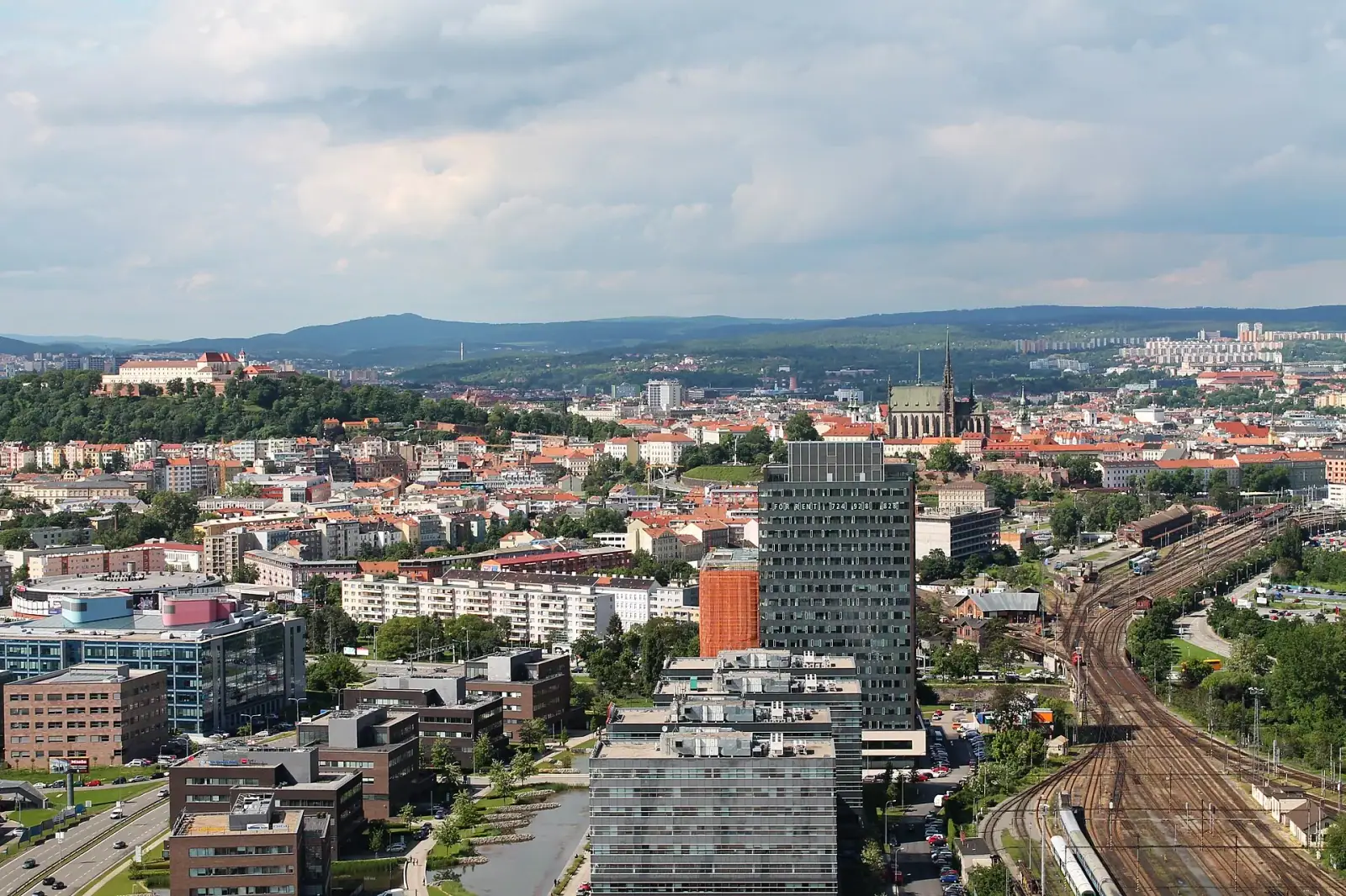 Brno cityscape panorama with Spilberk Castle and Cathedral of Saints Peter and Paul