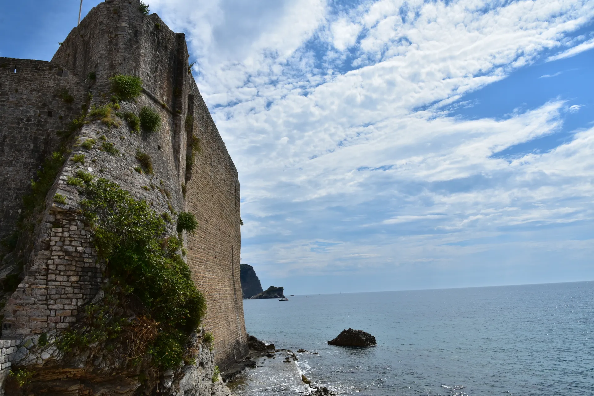 The old-town sea walls of Budva, Montenegro