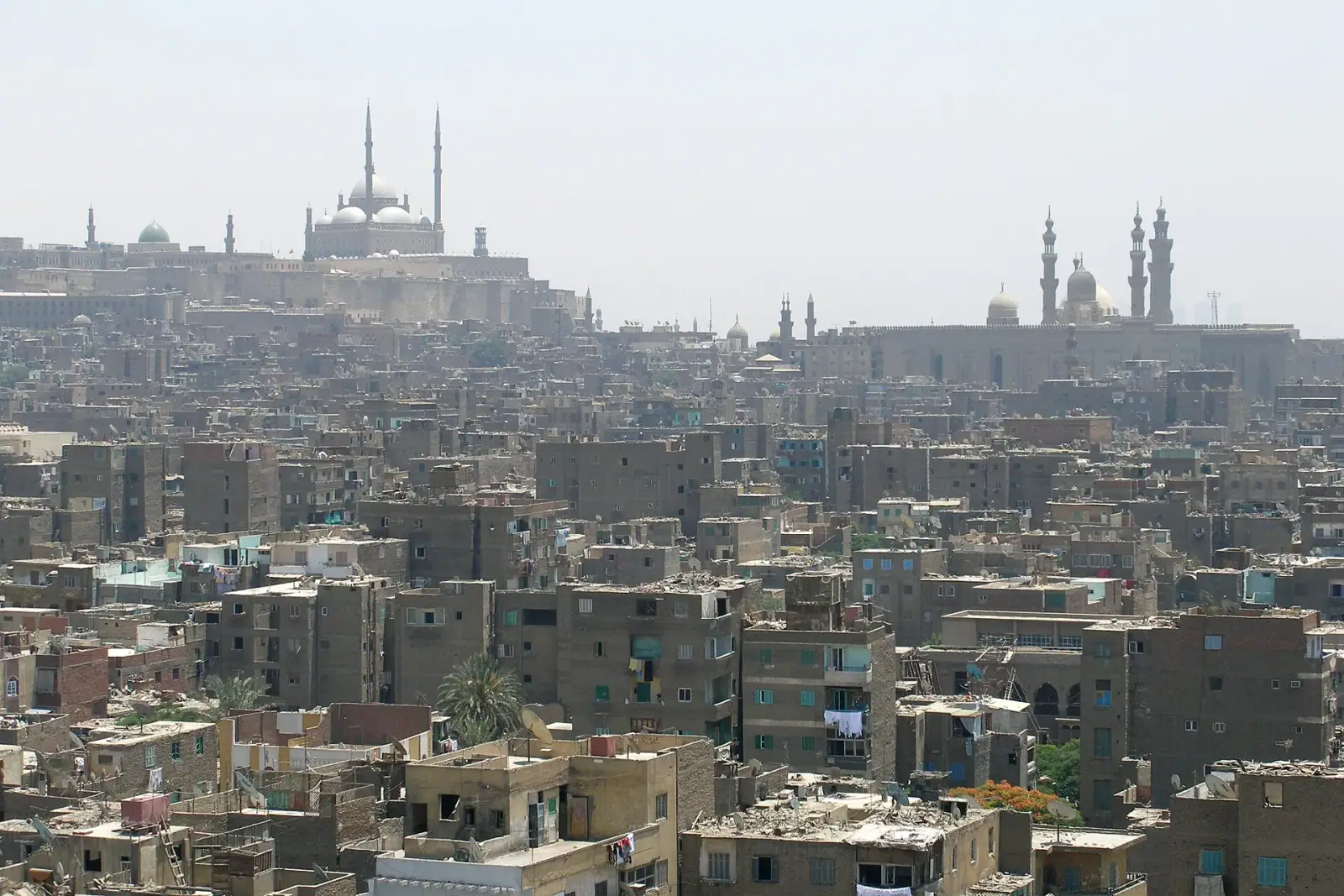 Cairo cityscape with the Muhammad Ali Mosque and Cairo Citadel on the hill