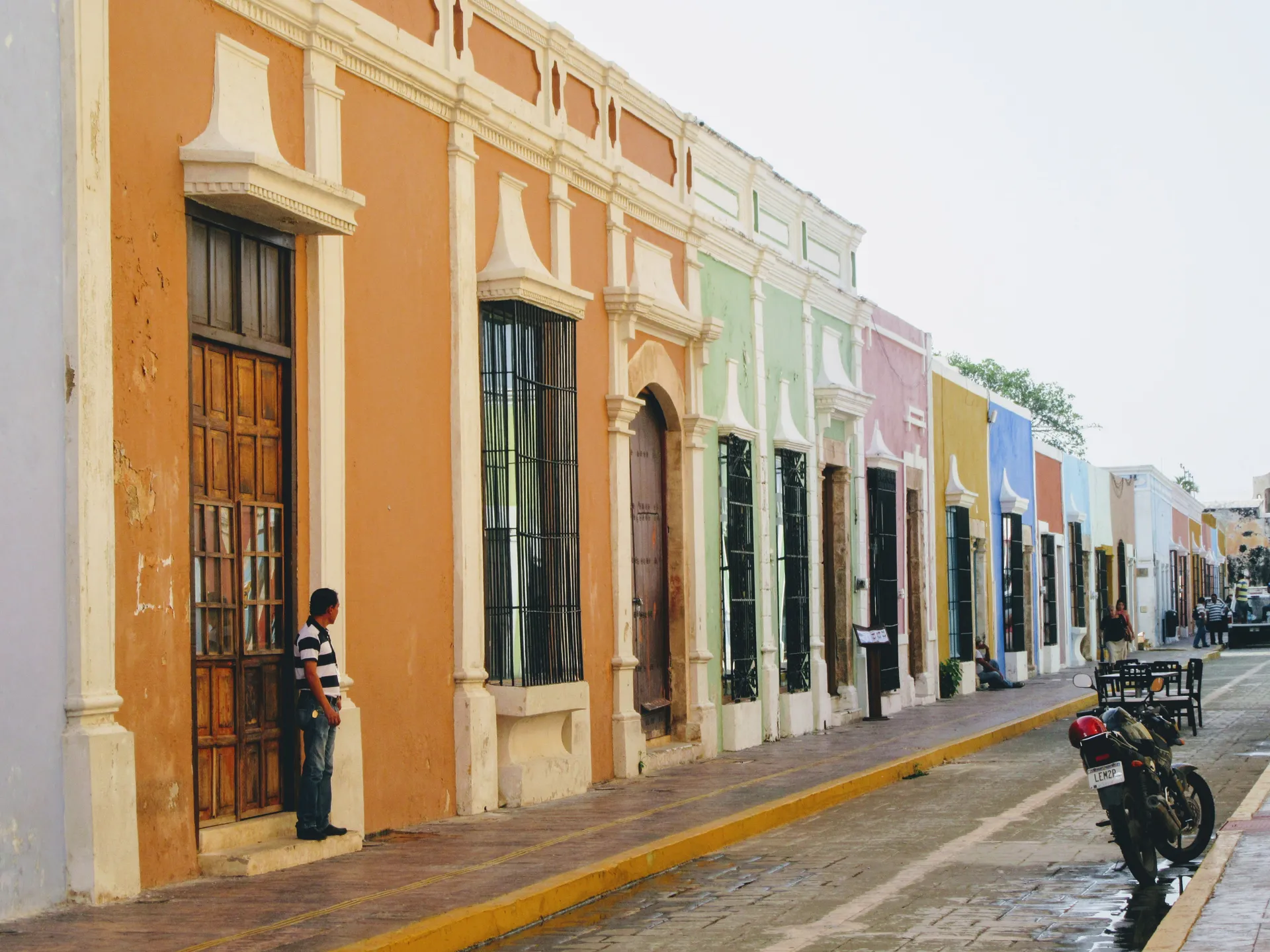 Colourful colonial houses in the old town of Campeche, Mexico