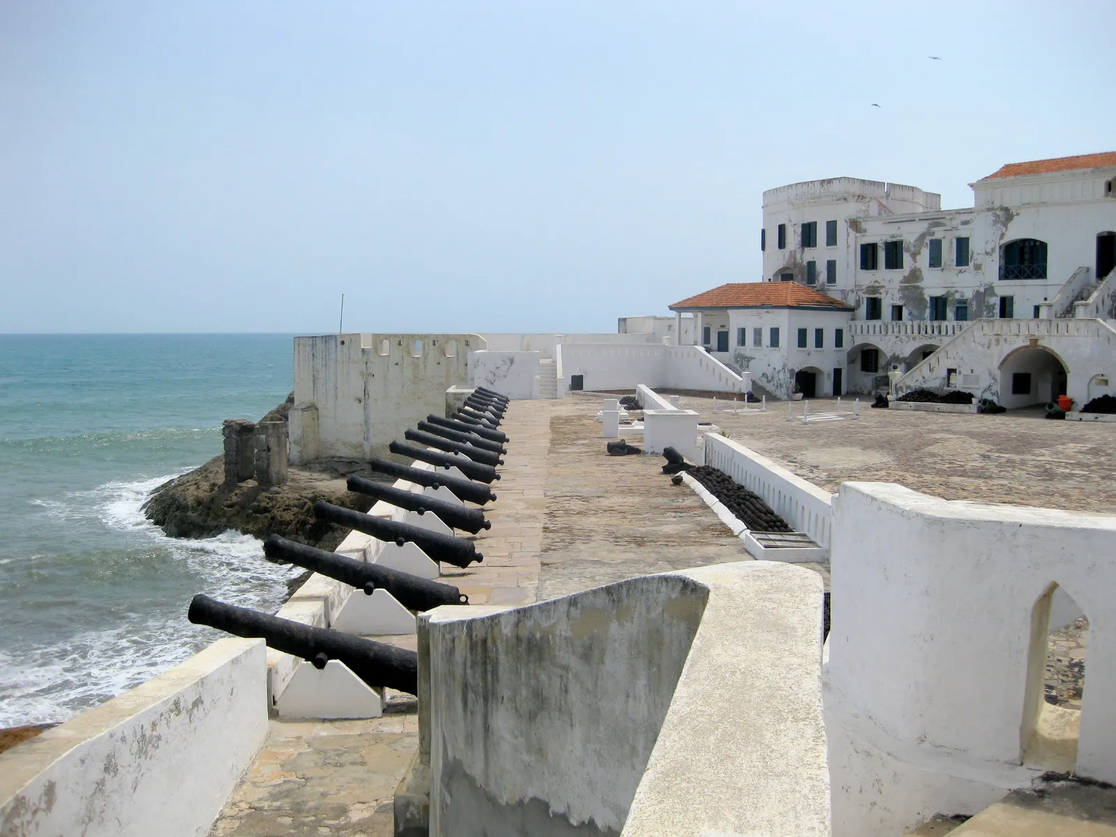 The sea ramparts and cannon of Cape Coast Castle