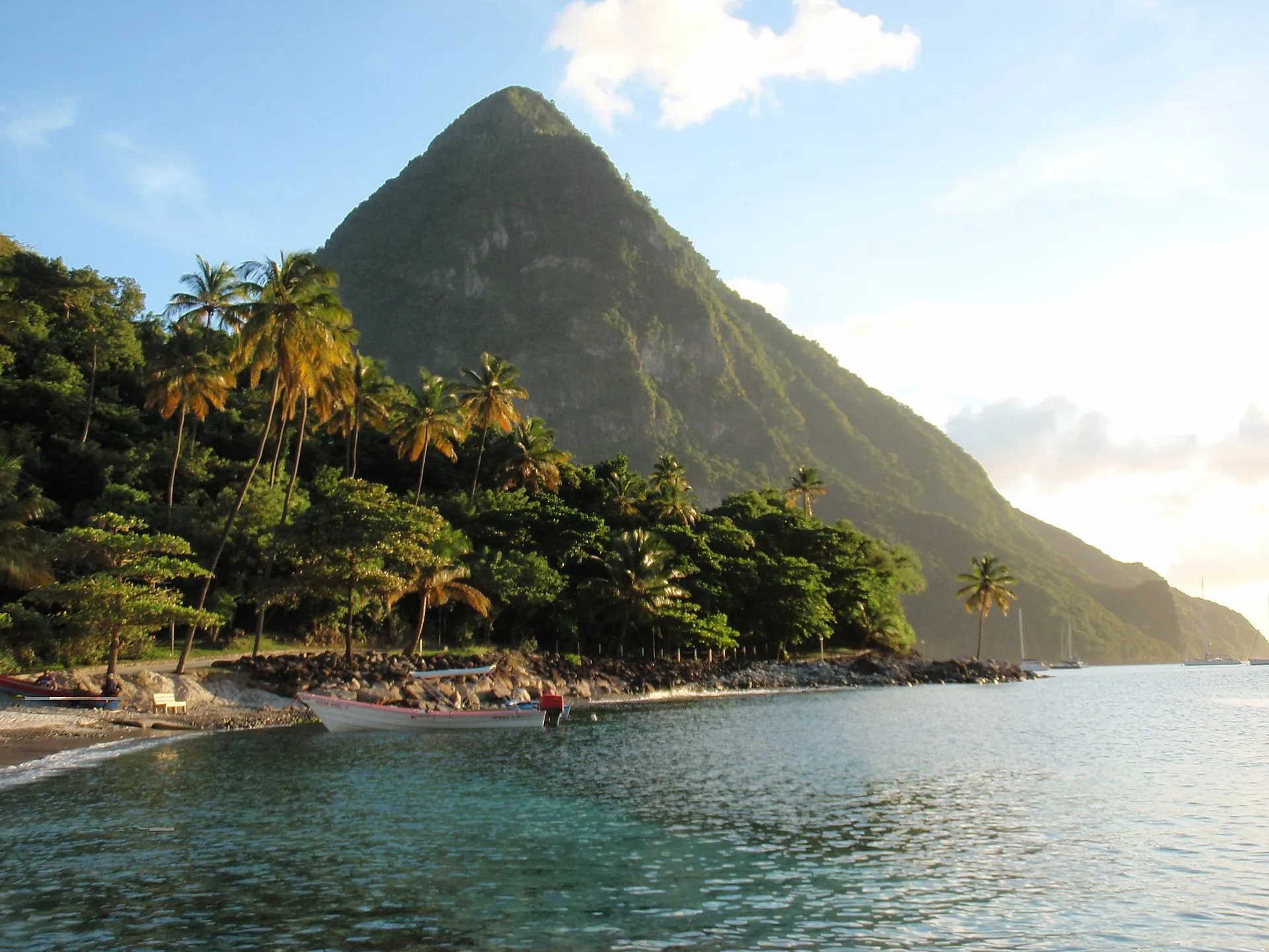 Gros Piton rising from the sea at Jalousie, down the coast from Castries