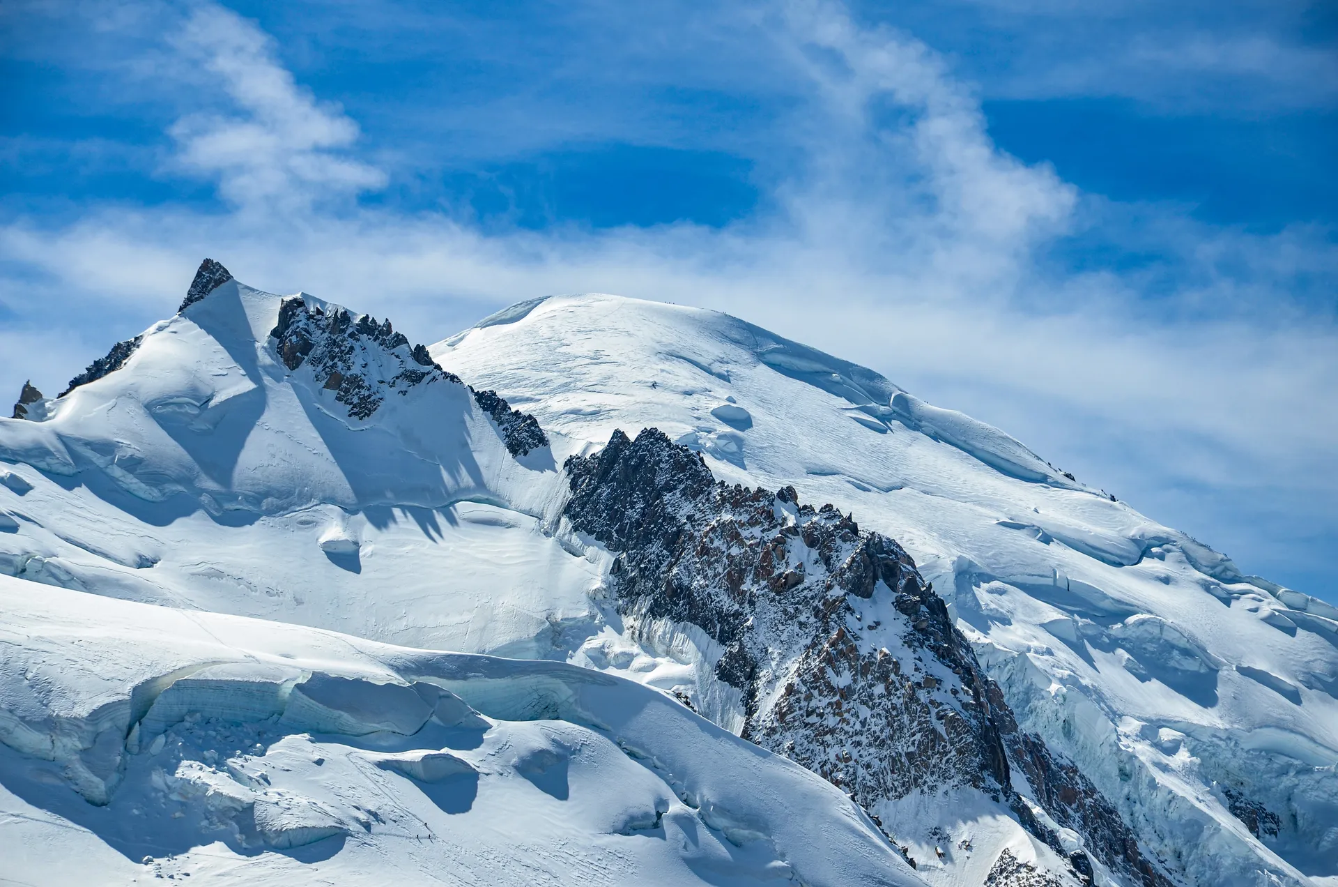 The Mont Blanc massif above Chamonix, France