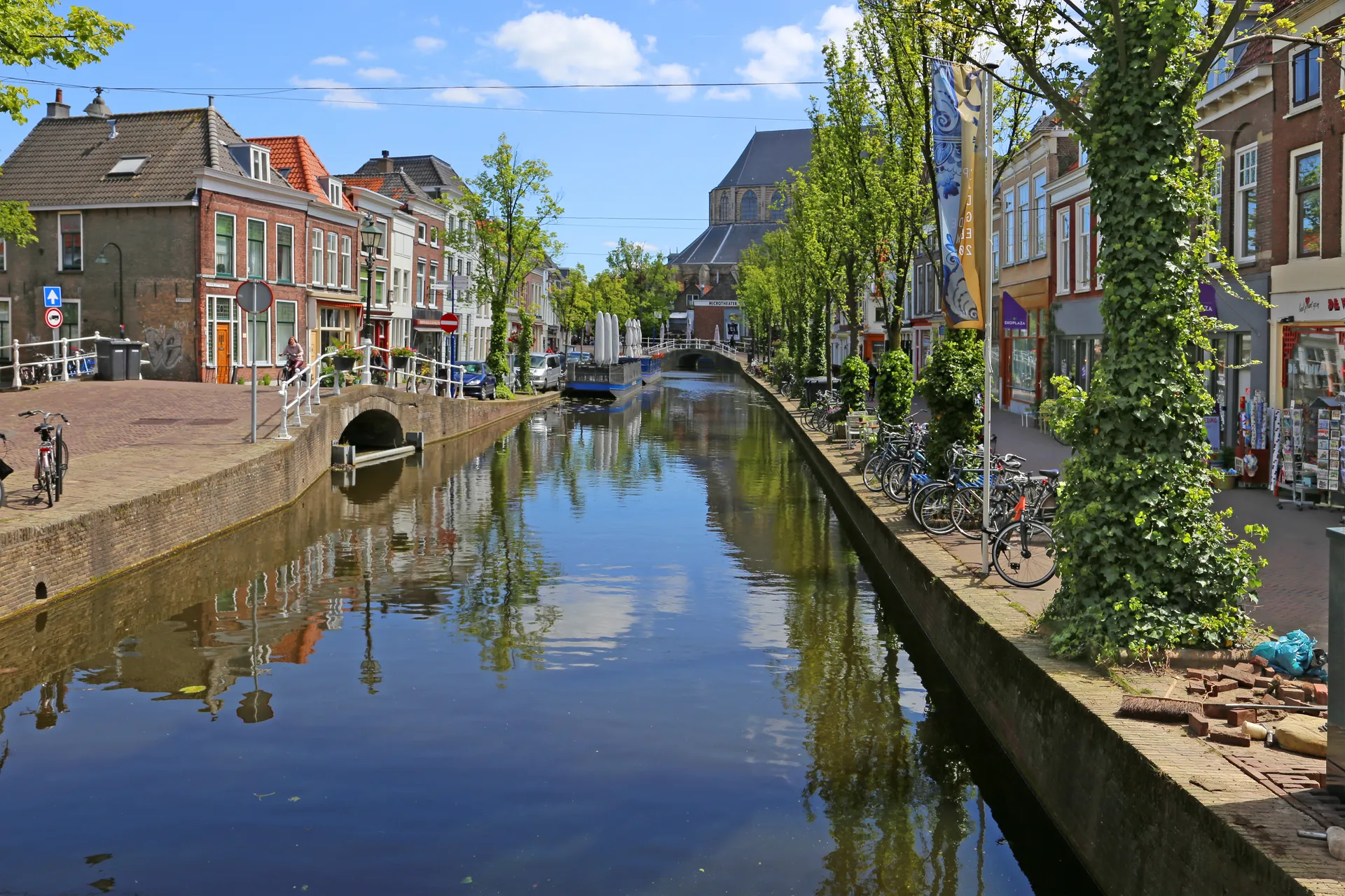 A canal in the old town of Delft, Netherlands