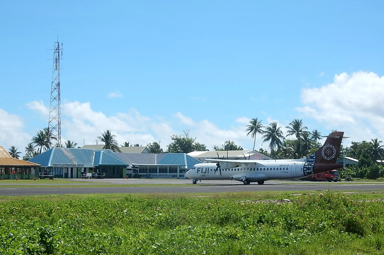 The runway at Funafuti, which doubles as the town square