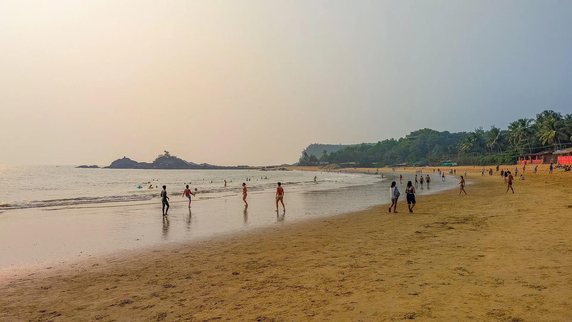 Palm-backed golden beach at Gokarna, Karnataka, India