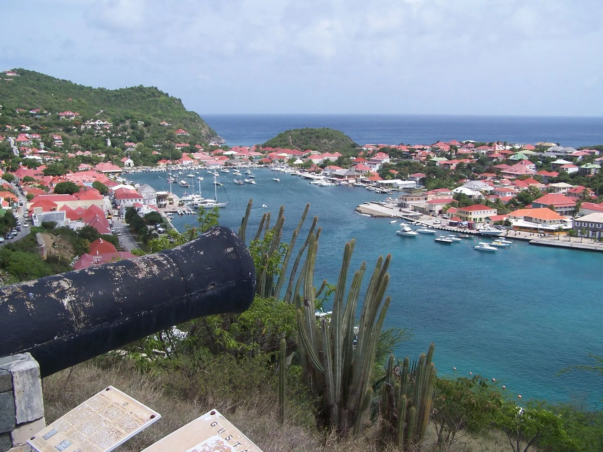 Gustavia harbour from the fort above it