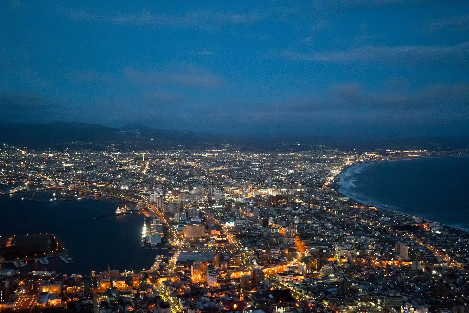 The night view over Hakodate from the mountain