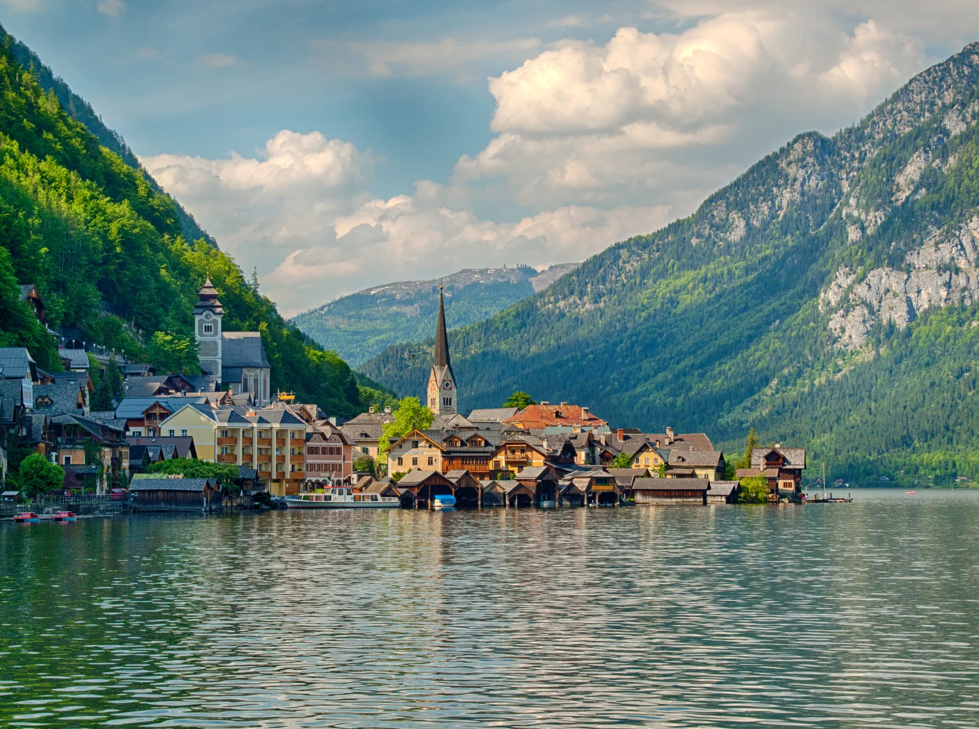 The village of Hallstatt on its alpine lake, Austria