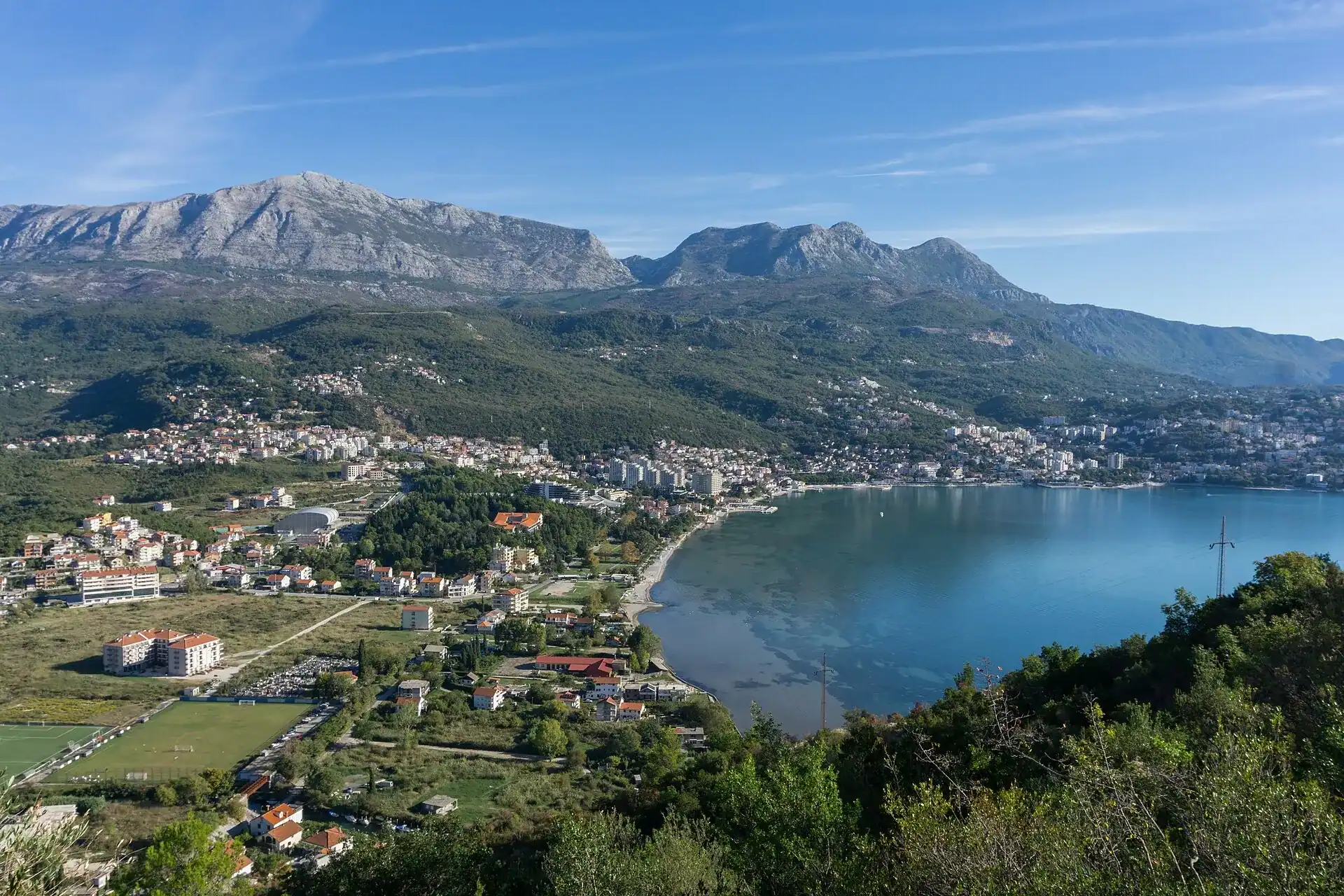 The bay at Herceg Novi with the mountains of the Boka Kotorska behind