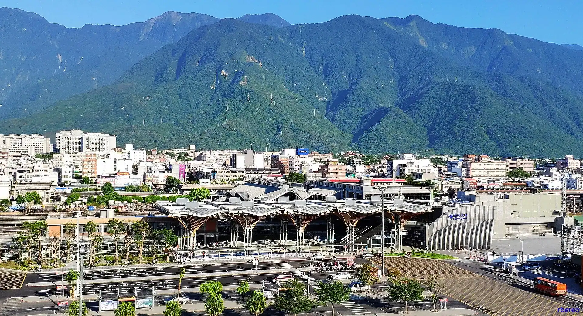 Hualien with the mountains of the central range rising behind the town