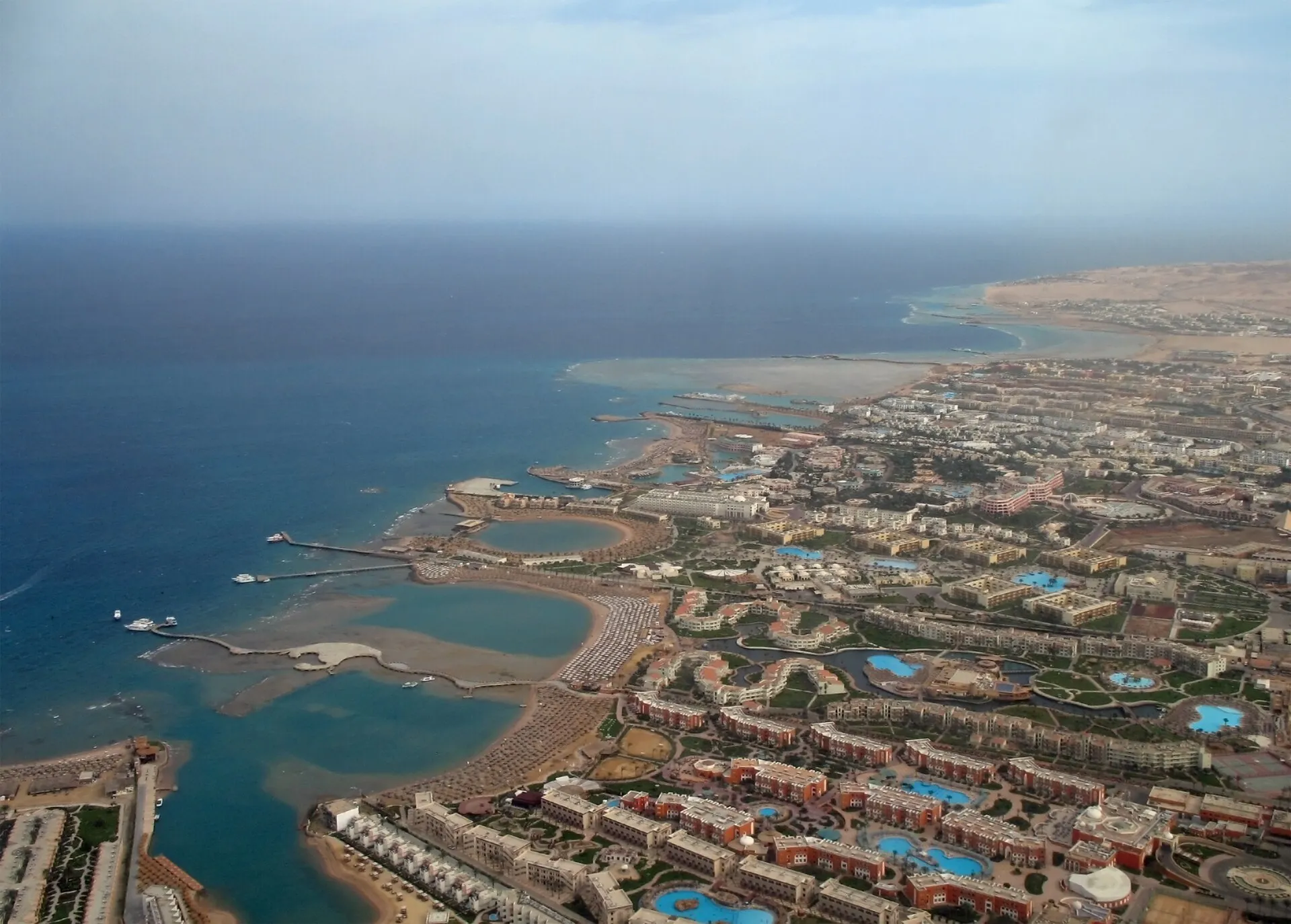 The Red Sea coast at Hurghada from the air