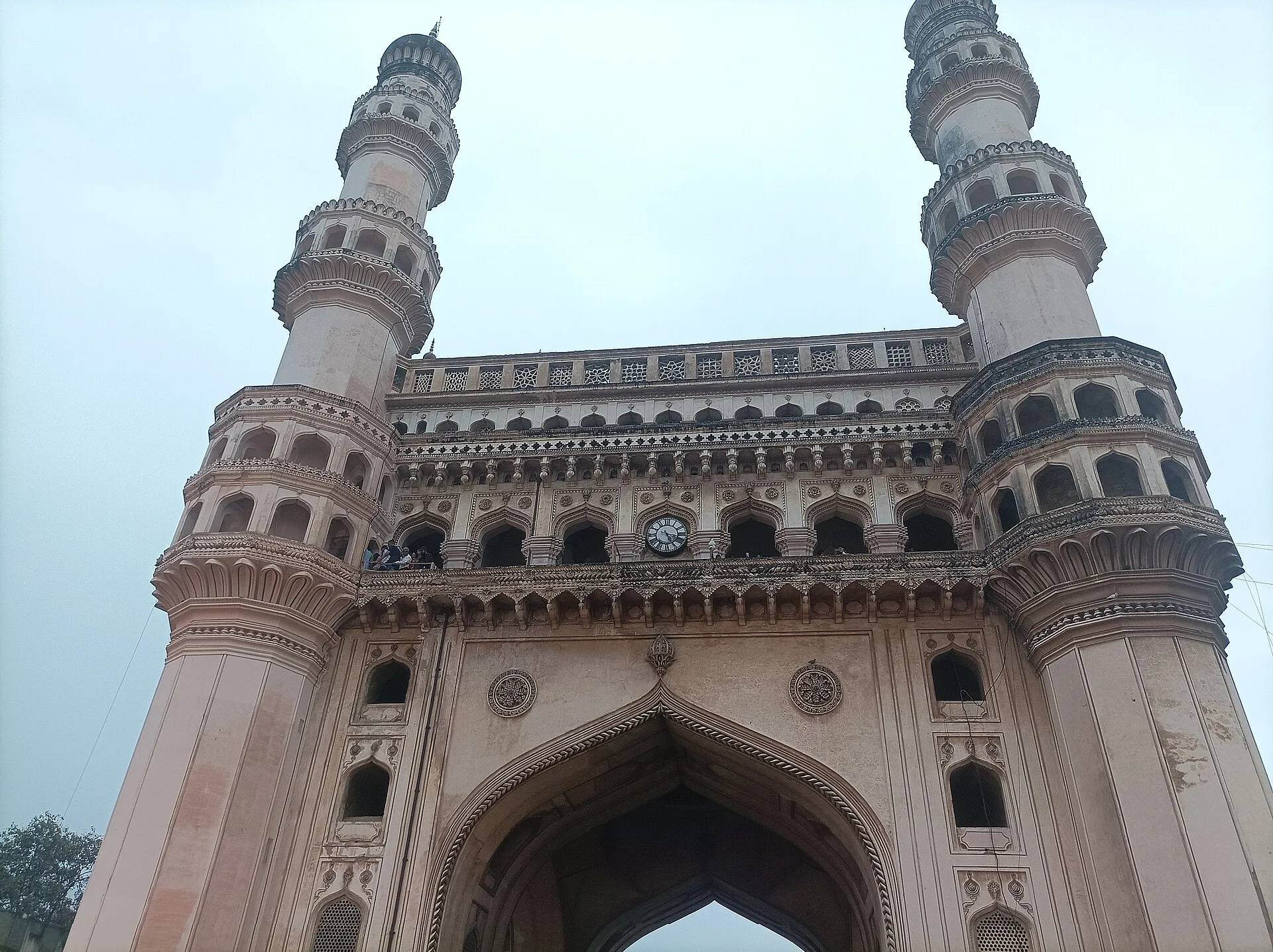 The 16th-century Charminar monument with its four minarets in old Hyderabad