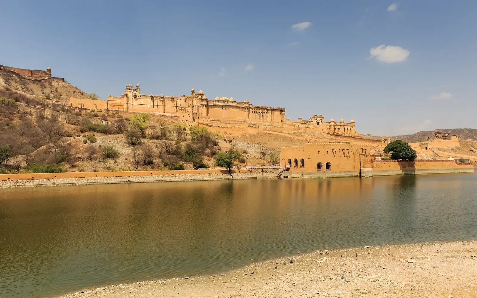 Amber Fort on a hillside above Maota Lake, Jaipur, India