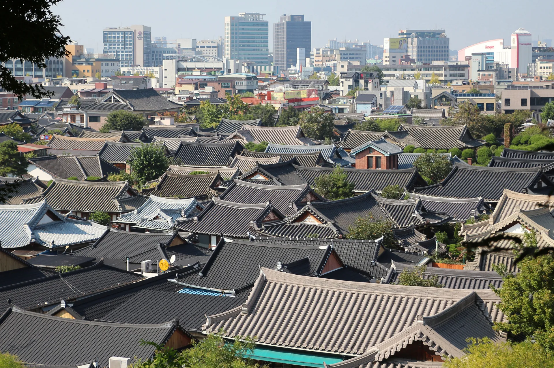 The traditional hanok rooftops of Jeonju Hanok Village, South Korea