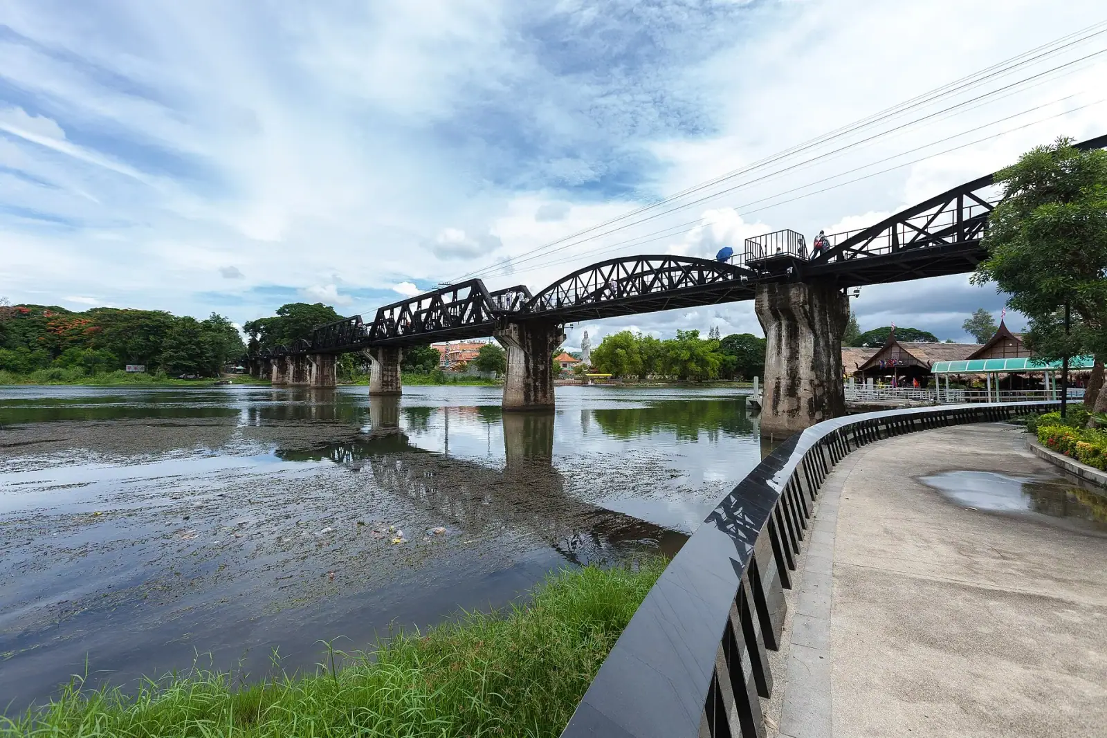 Bridge on the River Kwai spanning the Kwai River in Kanchanaburi, Thailand