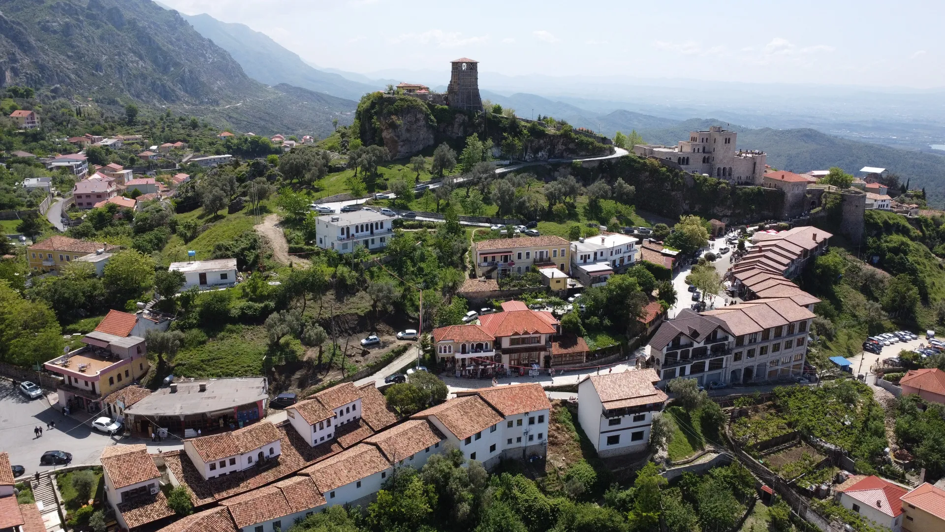 The hill town of Kruja with the Skanderbeg castle, Albania