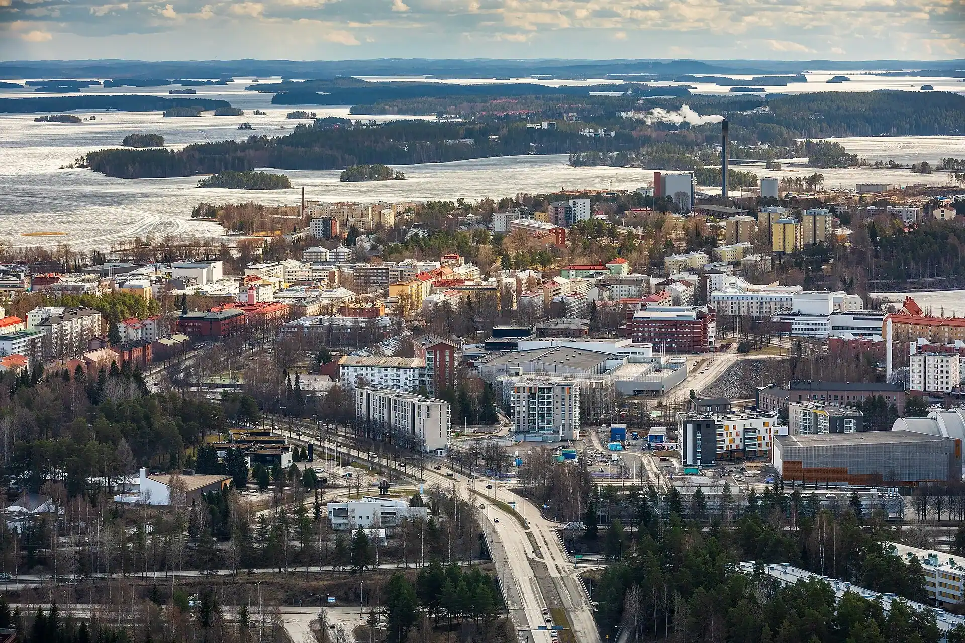Kuopio and its lakes from the Puijo tower