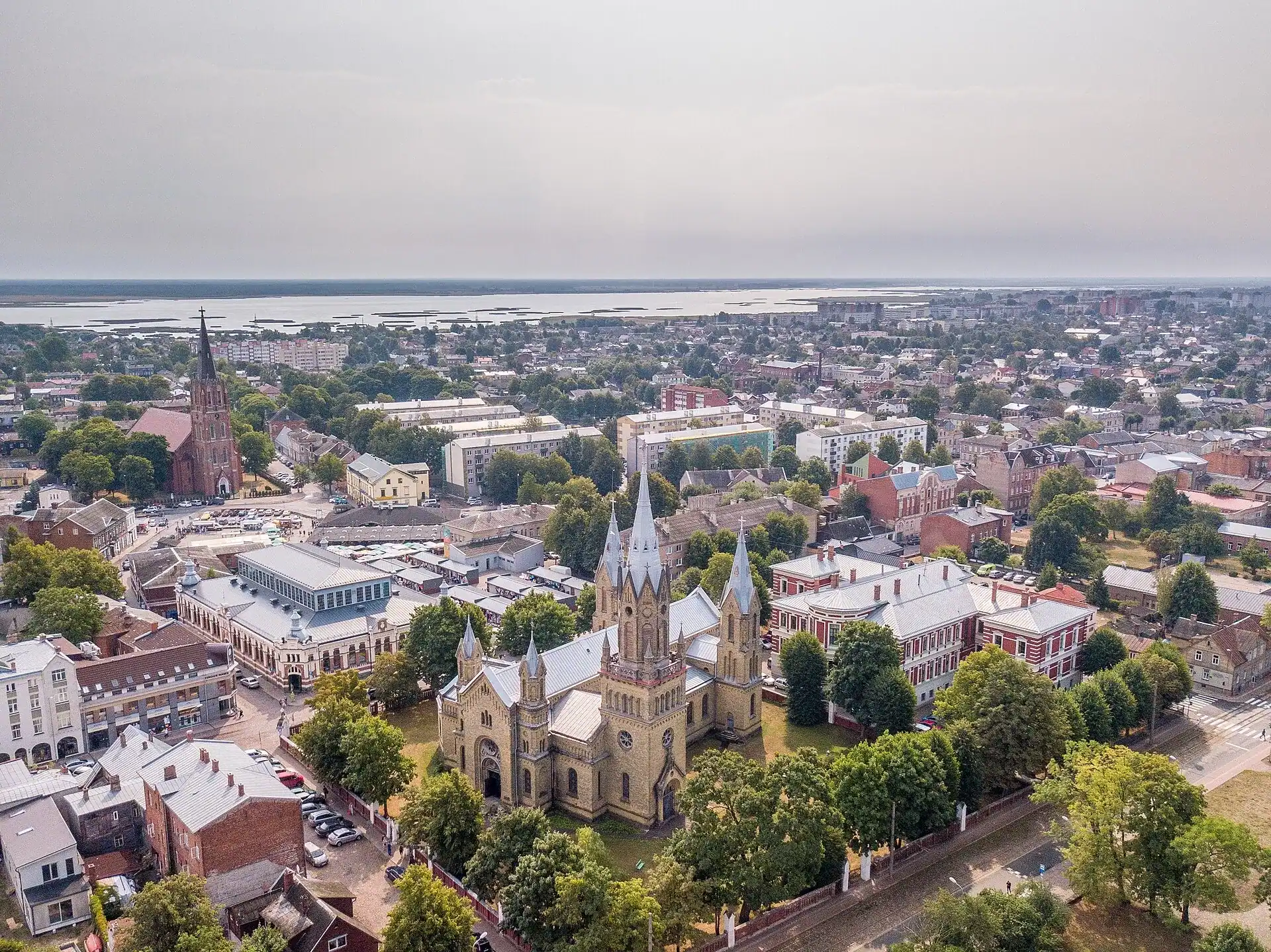 Liepaja from the air, with the Baltic beyond