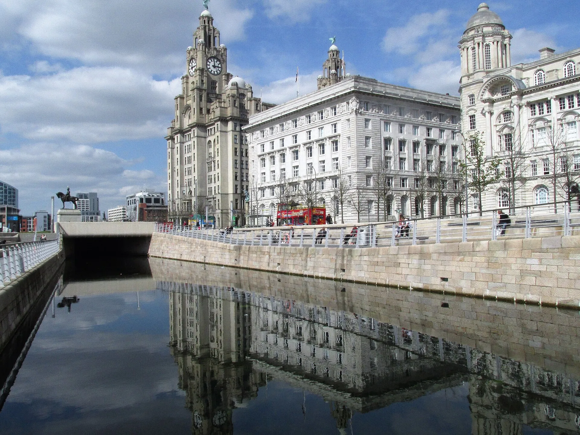 The Royal Liver Building and the Three Graces on Liverpool's Pier Head waterfront