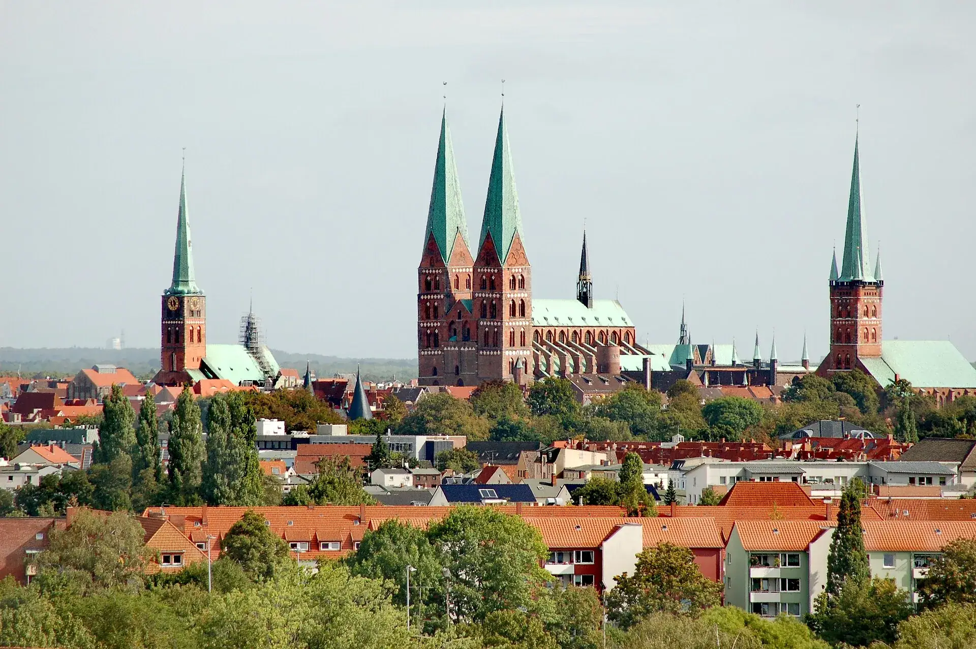 The seven spires of Lubeck rising from the island old town