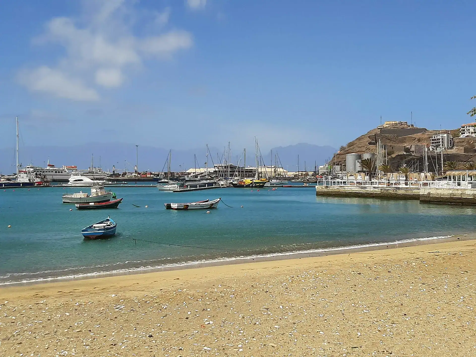 Porto Grande bay at Mindelo, with Monte Cara behind it