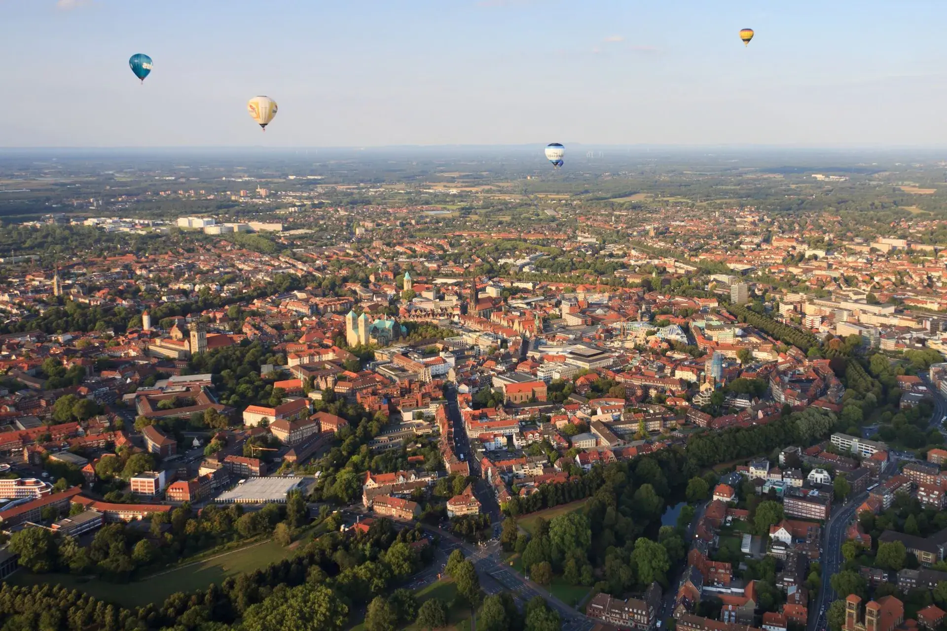 Balloons over the old town of Münster