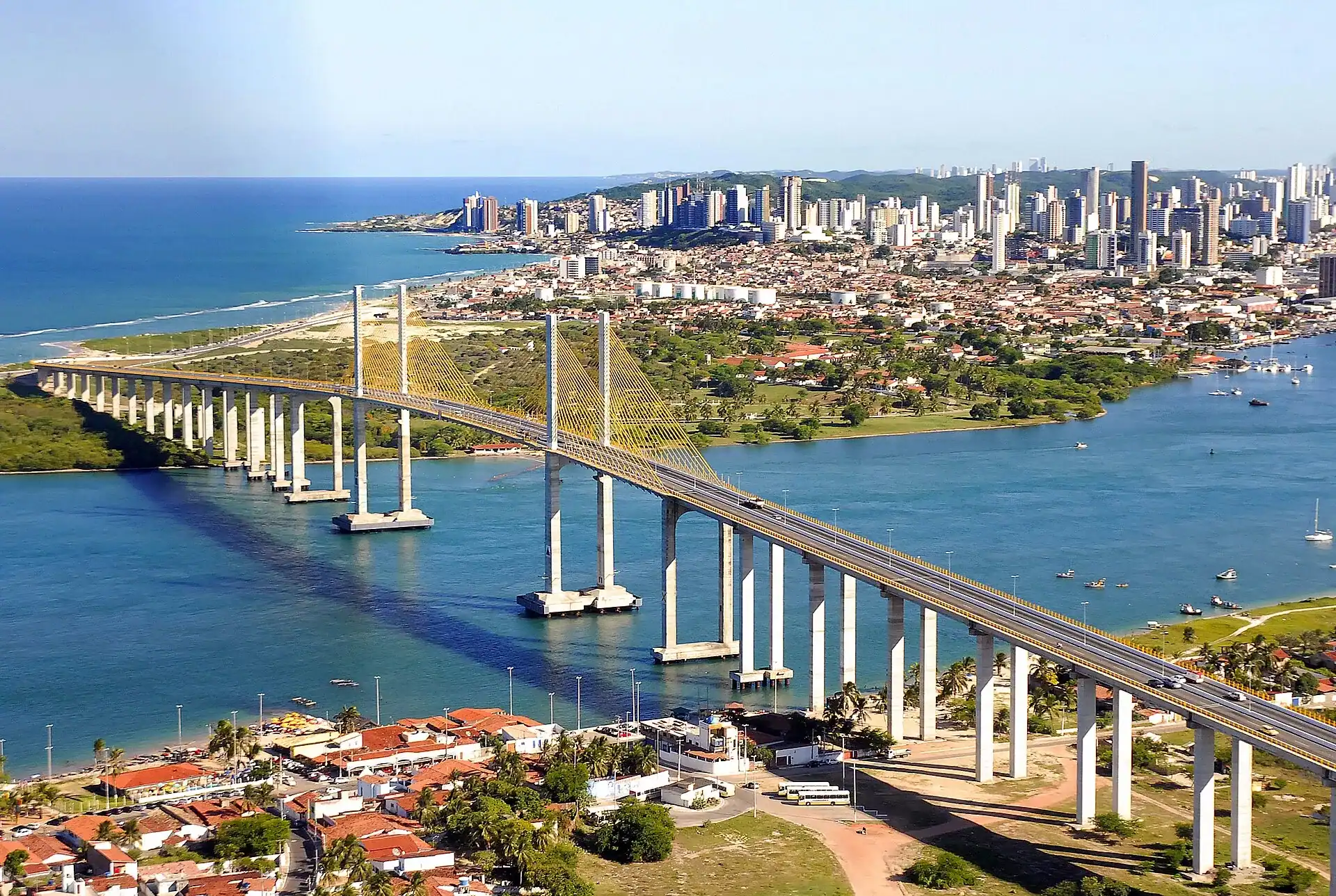 The Newton Navarro bridge at Natal with the coast beyond