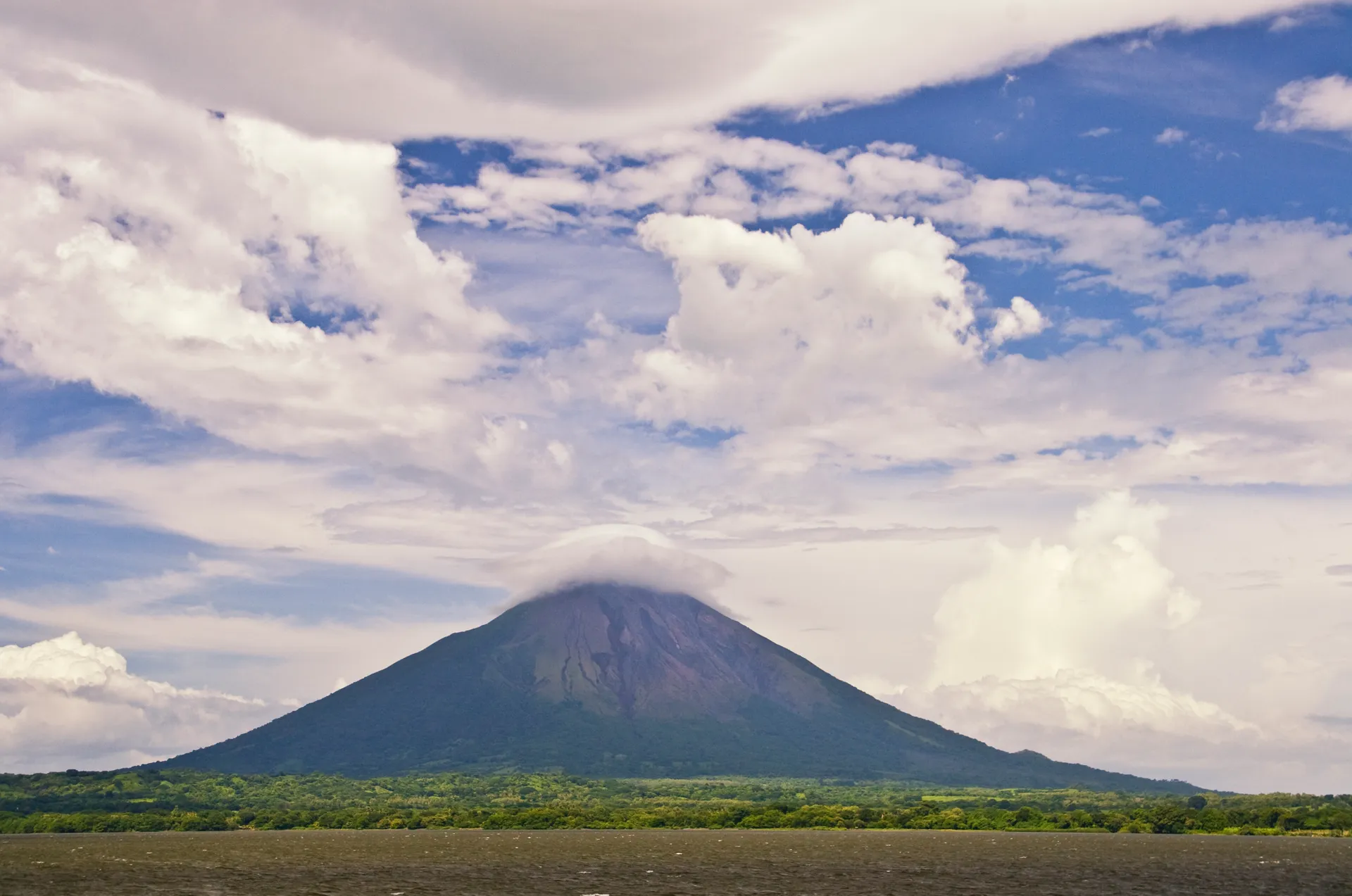 Concepcion volcano rising from Ometepe island in Lake Nicaragua