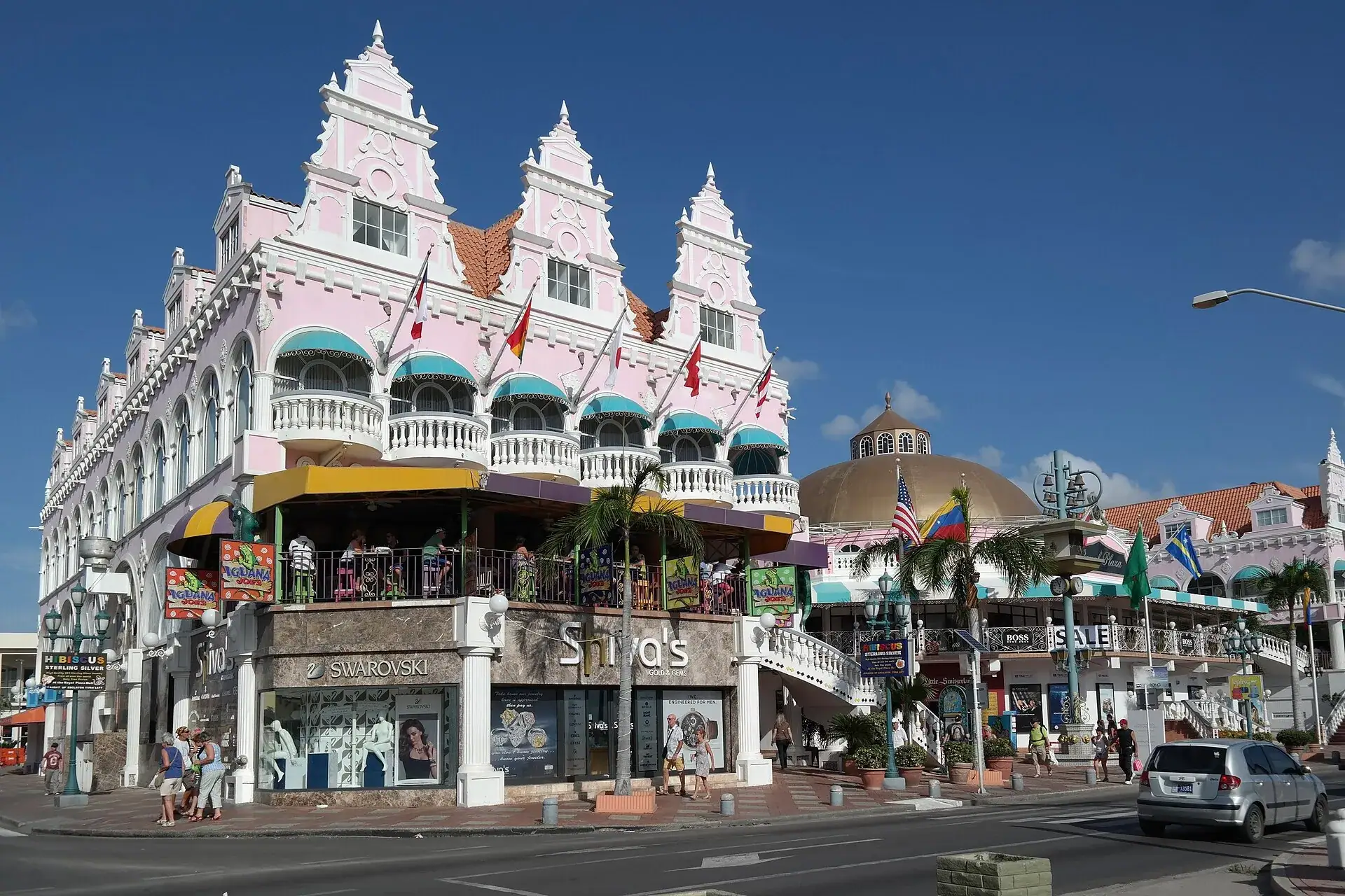 A Dutch colonial building on the main street in Oranjestad