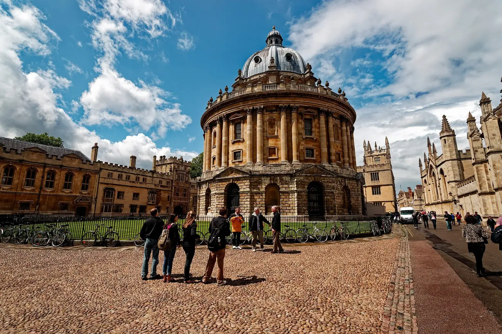 Radcliffe Camera dome and surrounding Oxford University buildings on a sunny day