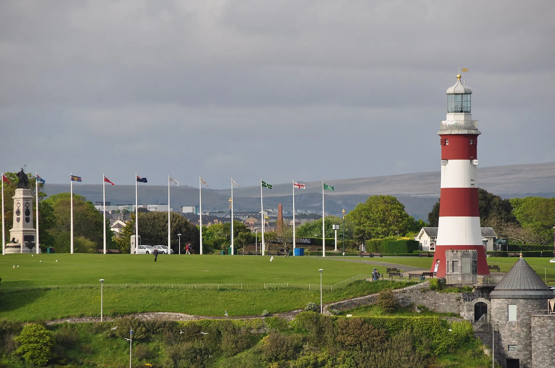 Smeaton's Tower on Plymouth Hoe, above the Sound