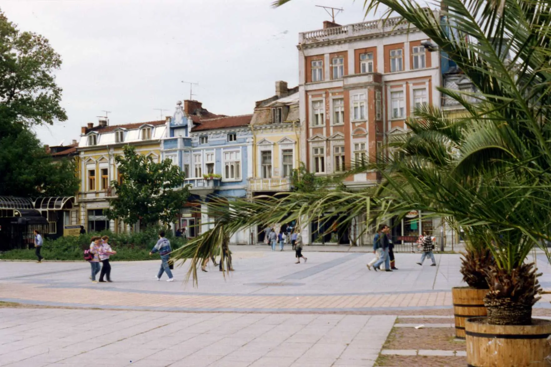 The main square in Ruse, lined with its nineteenth century merchant houses