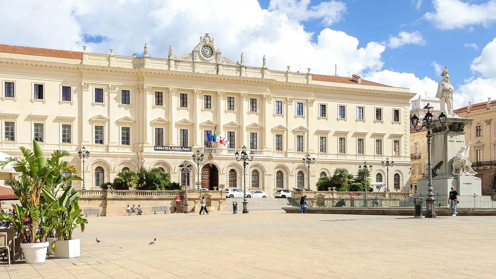 Piazza d'Italia in Sassari, with the prefecture along one side