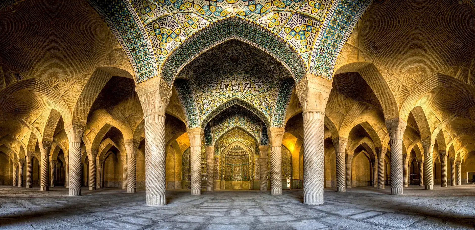 The columned prayer hall of the Vakil Mosque in Shiraz