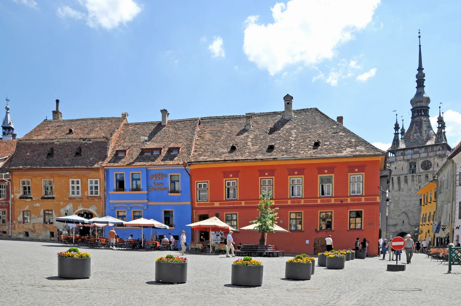 The Citadel Square and Clock Tower of Sighisoara, Romania
