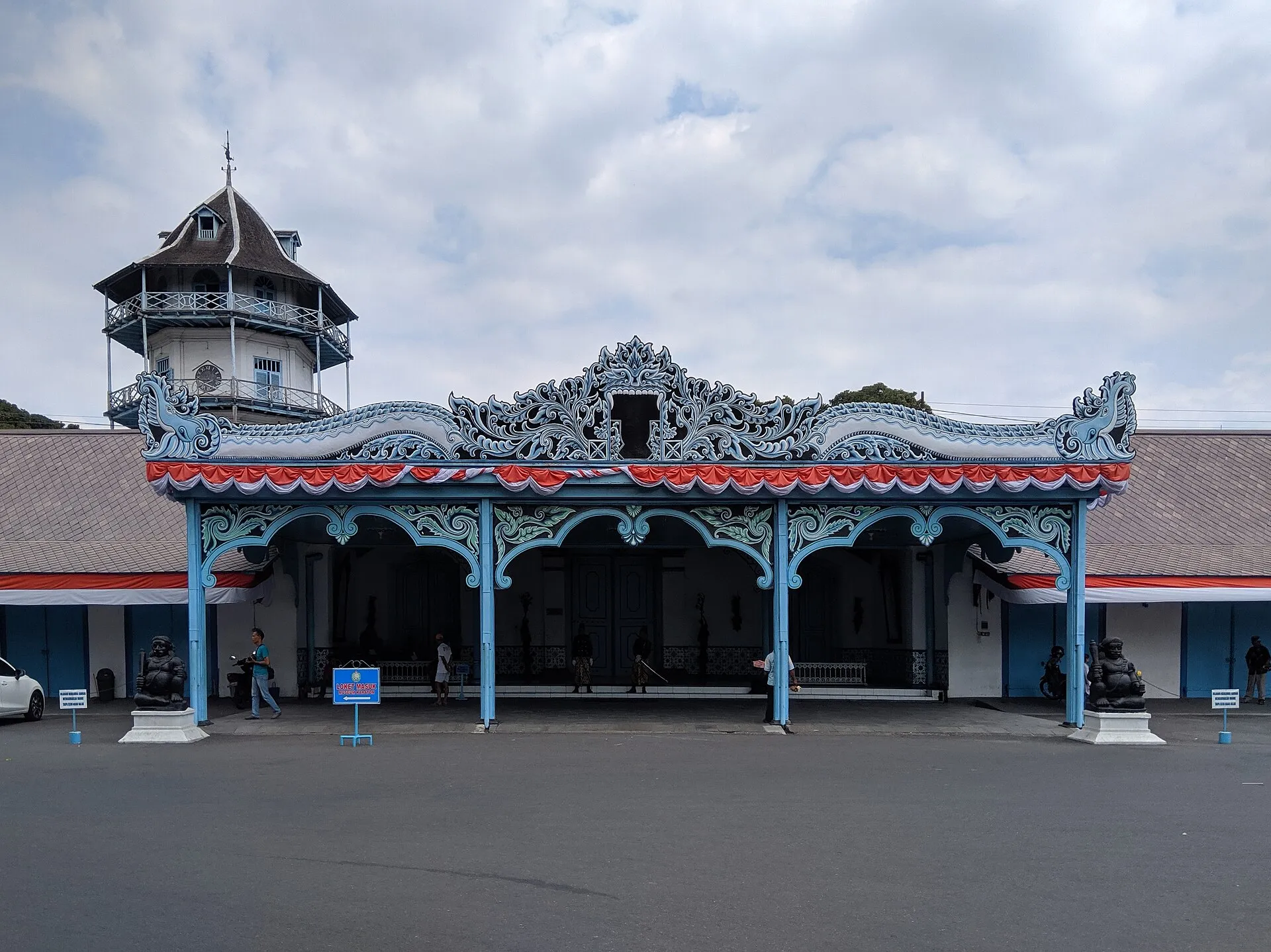Ornate gatehouse and watchtower of Keraton Surakarta royal palace, Solo, Indonesia