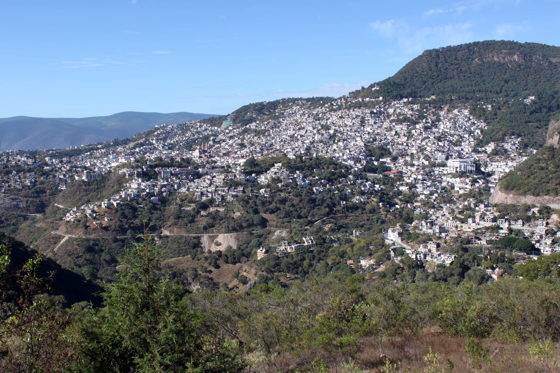 The white hillside town of Taxco de Alarcon, Guerrero, Mexico