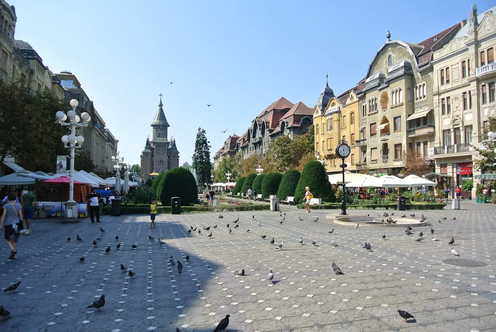 Victory Square in Timisoara with the Metropolitan Cathedral in the background
