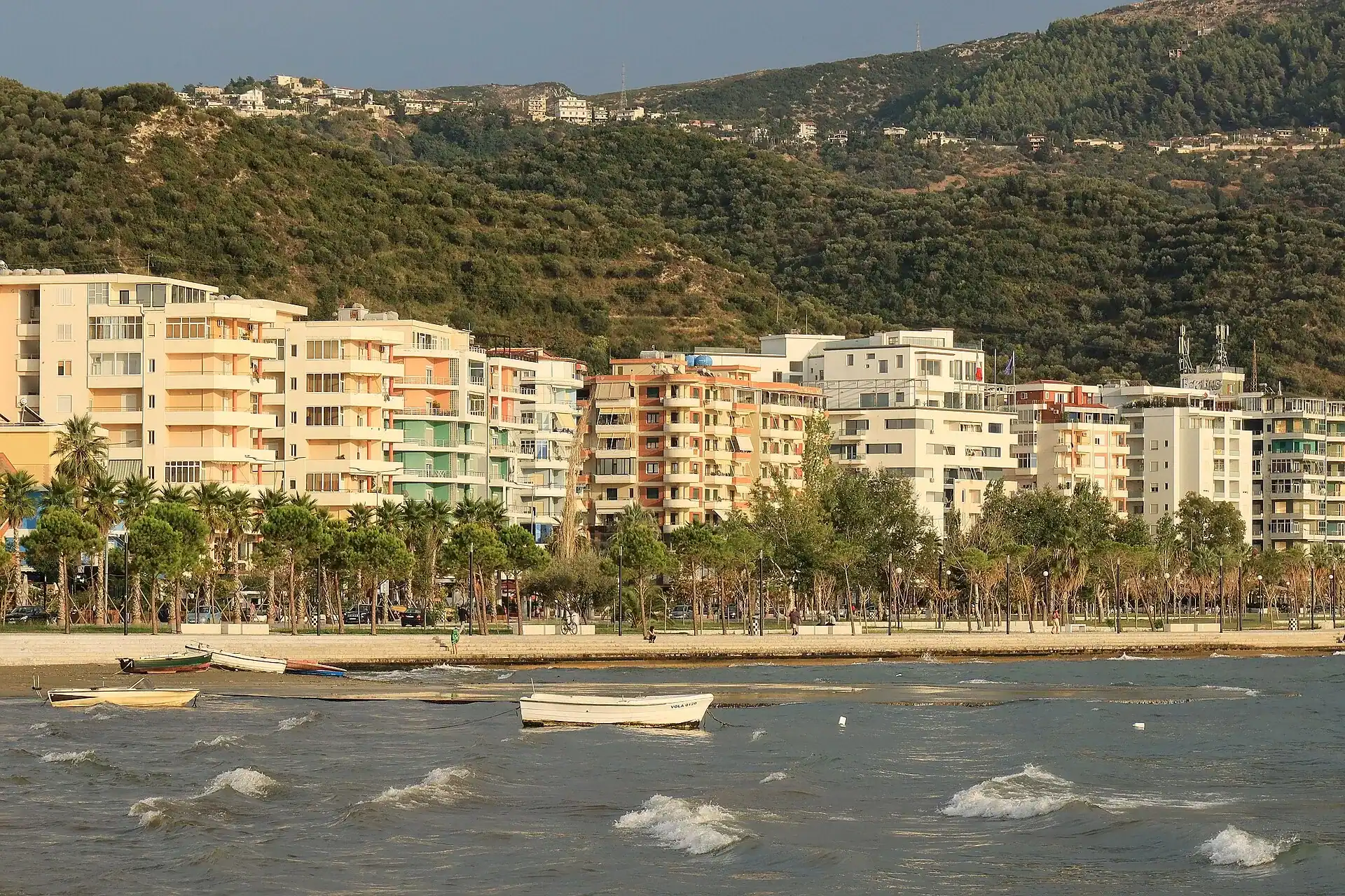 The seafront at Vlorë where the Adriatic meets the Ionian