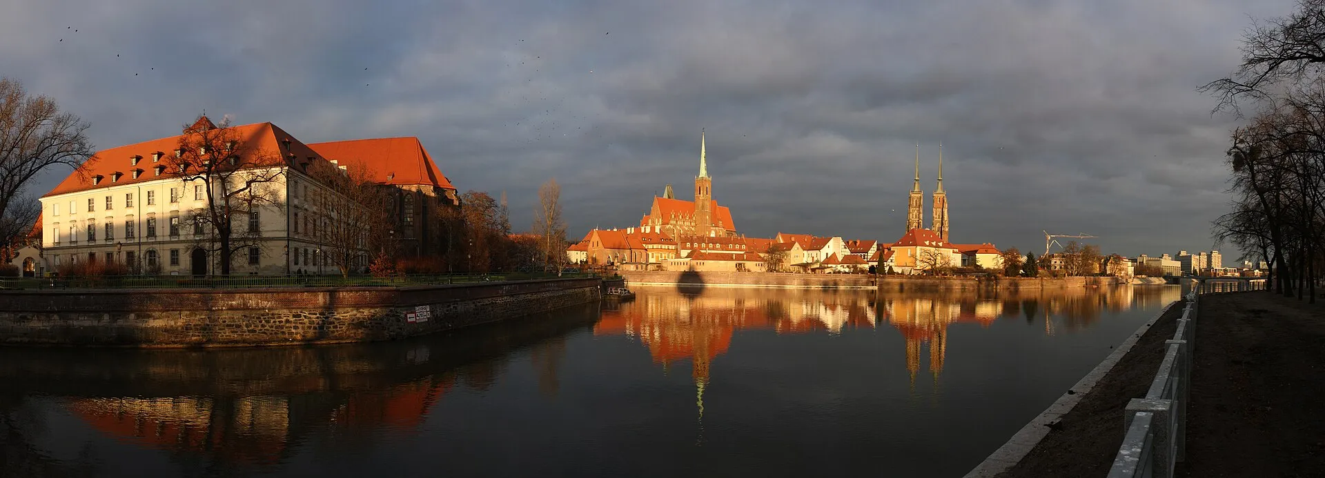 Cathedral Island and Cathedral of St. John the Baptist reflected in the Odra River, Wrocław