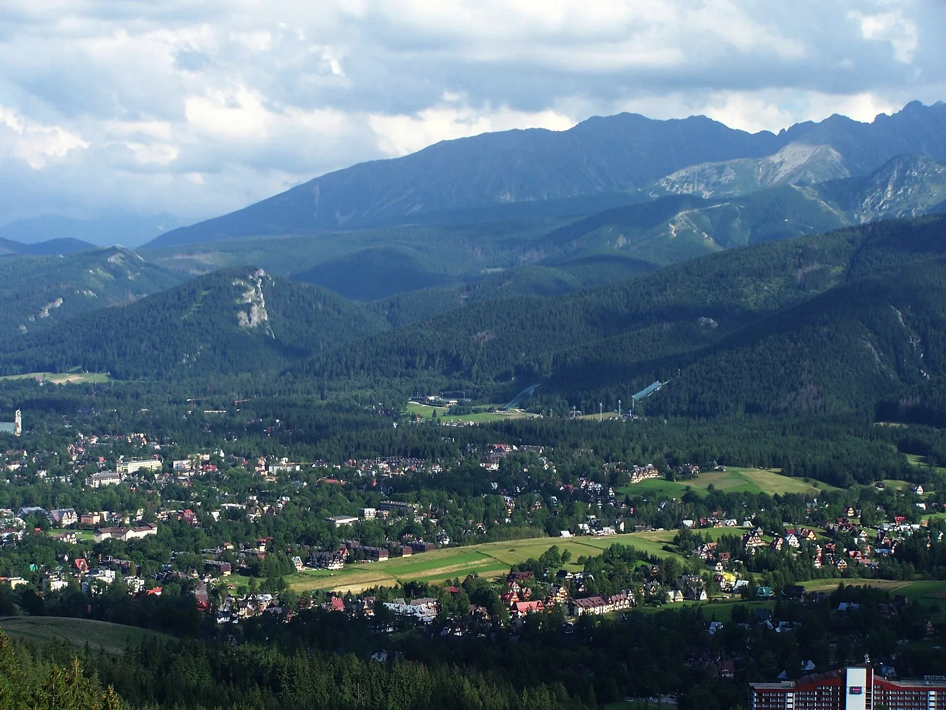 Zakopane in its valley below the peaks of the Tatra mountains