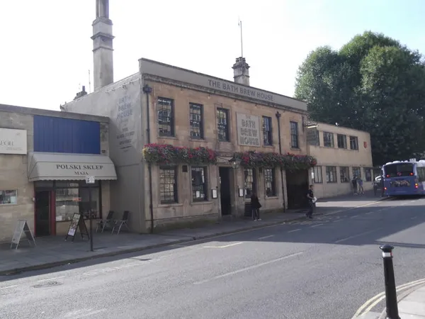 Exterior of The Bath Brew House brewpub on St James Street West, Bath