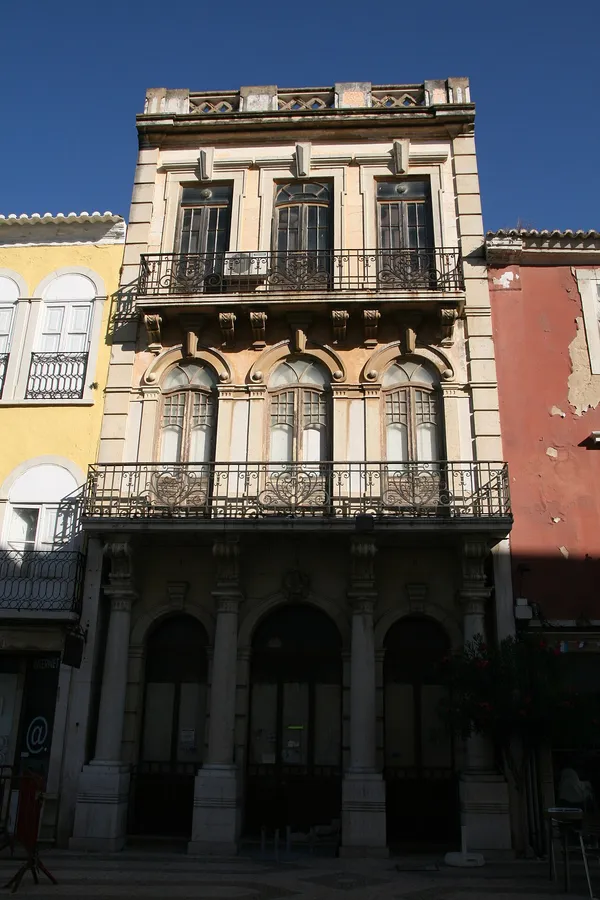 Historic facade of Café Aliança in Faro, Portugal