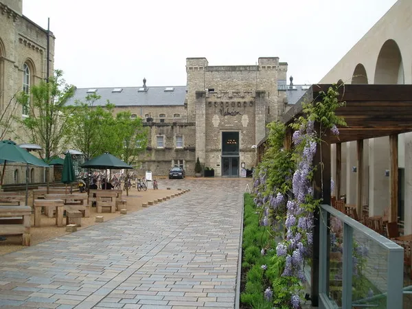 Malmaison Oxford Castle hotel courtyard with converted prison building