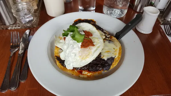 Huevos rancheros dish served at Screen Door restaurant, Portland