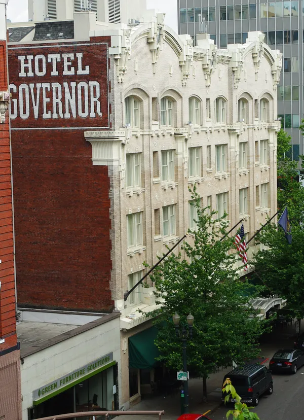 Exterior of the Sentinel Hotel (formerly Governor Hotel) in downtown Portland